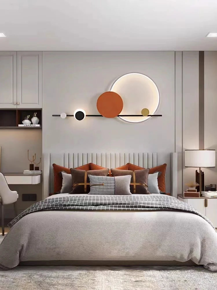 Modern Nordic Art Deco LED Wall Lamp 3000K Living Room Sofa Background Bedroom Bedside Hotel Hall Wall Lighting Creativity Decor