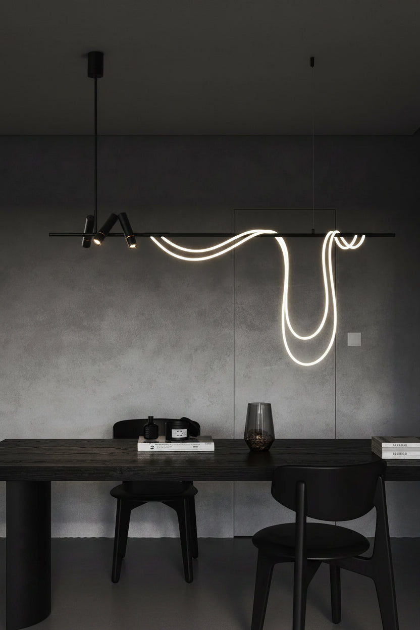 Nordic Hose DIY Chandelier for Kitchen Dining Living Room Center Table Pendant Lights LED Home Decor Suspension Fixture Black