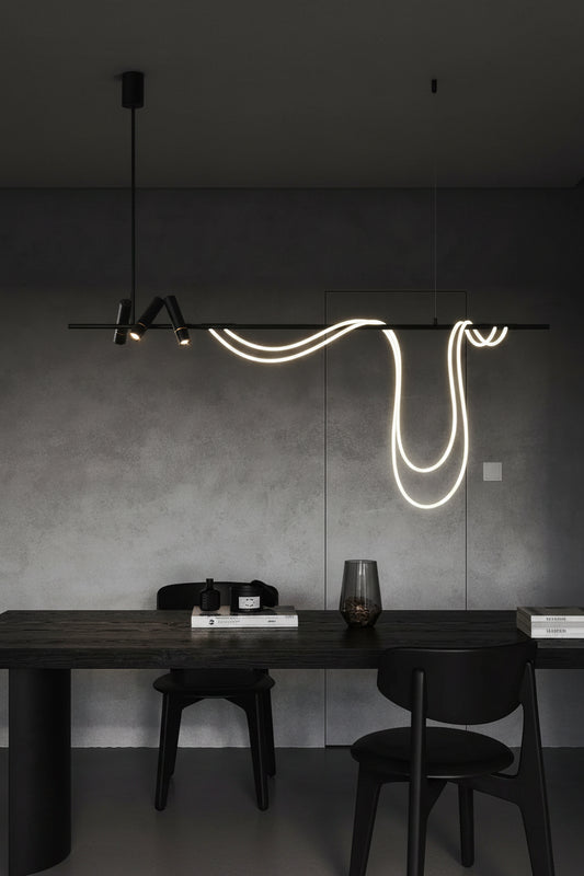 Nordic Hose DIY Chandelier for Kitchen Dining Living Room Center Table Pendant Lights LED Home Decor Suspension Fixture Black