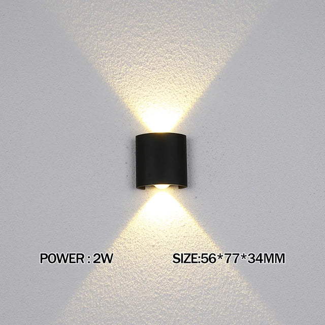 Luxury LED Wall Light Modern Up Down Wall Sconce Black Aluminum Indoor Outdoor Waterproof IP65 Bedroom Living Room Hallway Porch Garden Hotel Lighting