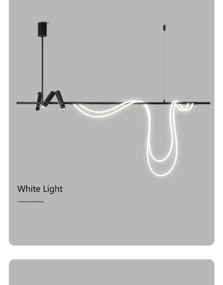 Nordic Hose DIY Chandelier for Kitchen Dining Living Room Center Table Pendant Lights LED Home Decor Suspension Fixture Black