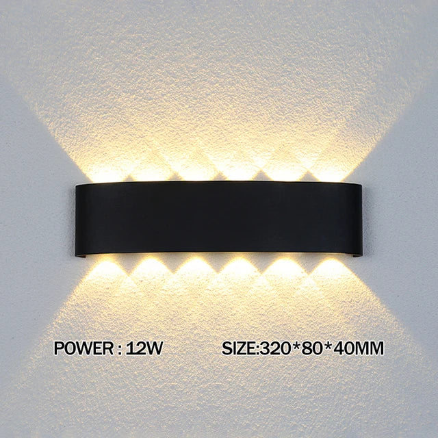 Luxury LED Wall Light Modern Up Down Wall Sconce Black Aluminum Indoor Outdoor Waterproof IP65 Bedroom Living Room Hallway Porch Garden Hotel Lighting