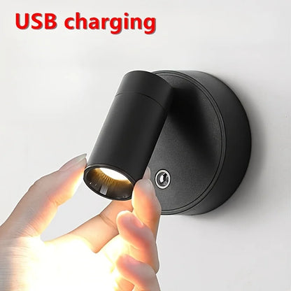 Luxury Modern LED Wall Sconce Magnetic Base Adjustable Rotatable Spotlight for Bedroom Bedside Reading Light Living Room Accent Cabinet Closet Table Lamp Warm White USB Rechargeable wireless Battery Operated Touch Dimmable Home Décor Night Light