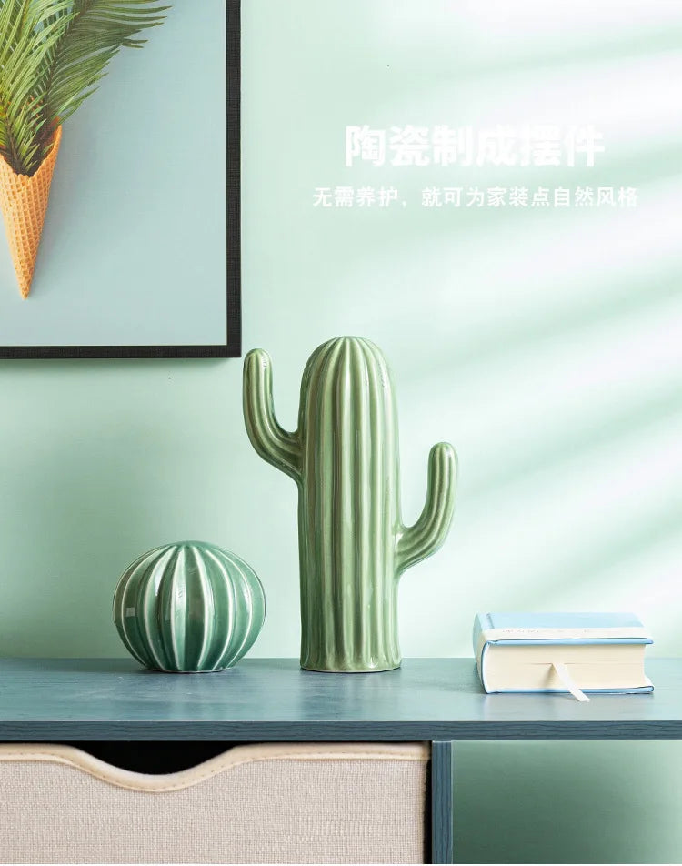 Nordic Ceramic Handicrafts Simulation Cactus Ornaments Art Decorative Home Furnishings Photography Props Green Room Decor