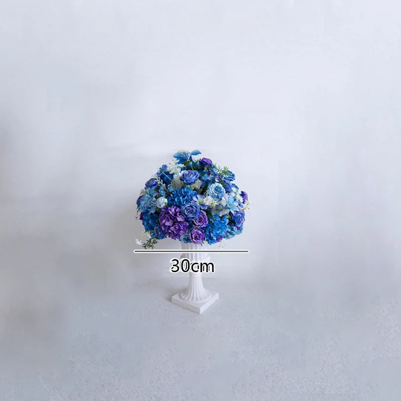 Style Hang Flower Row Floral Arrangement Blue-white Wedding Backdrop Deco Road Leading Flower Ball Centerpiece Welcome Sign Prop