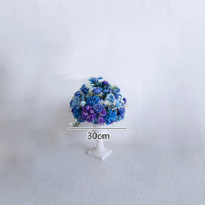 Style Hang Flower Row Floral Arrangement Blue-white Wedding Backdrop Deco Road Leading Flower Ball Centerpiece Welcome Sign Prop