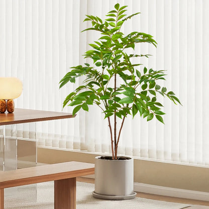 76-140cm Large Artificial Ficus Tree Branch Fake Lacquer Tree Plastic Banyan Plants Green Tall Palm Leaves For Home Garden Decor