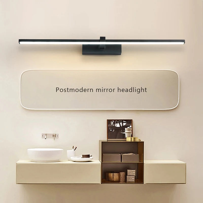 Luxury LED Bathroom Vanity Light Modern Linear Mirror Light Black Wall Lamp Makeup Lighting Fixture Bedroom Washroom Hotel Home Decor