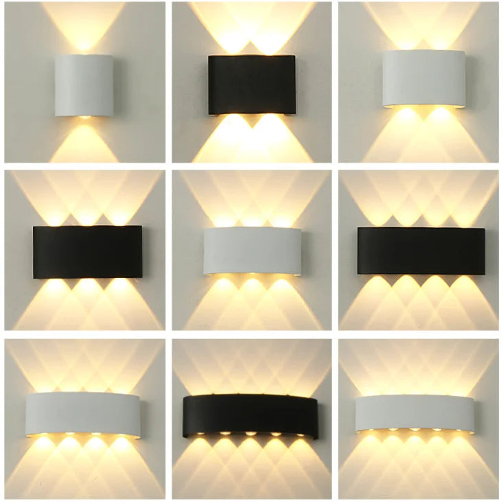 Luxury LED Wall Light Modern Up Down Wall Sconce Black Aluminum Indoor Outdoor Waterproof IP65 Bedroom Living Room Hallway Porch Garden Hotel Lighting