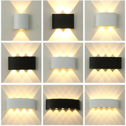 Luxury LED Wall Light Modern Up Down Wall Sconce Black Aluminum Indoor Outdoor Waterproof IP65 Bedroom Living Room Hallway Porch Garden Hotel Lighting