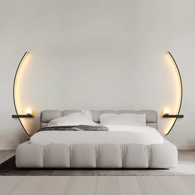 Nordic Minimalist Long Headboard Grille Personalized Bedroom Sofa Modern Internet Famous Living Room Study Background Wall Lamp