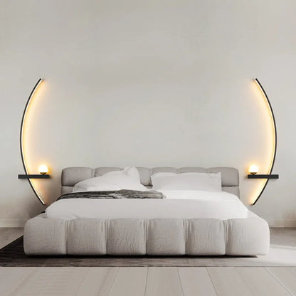 Nordic Minimalist Long Headboard Grille Personalized Bedroom Sofa Modern Internet Famous Living Room Study Background Wall Lamp