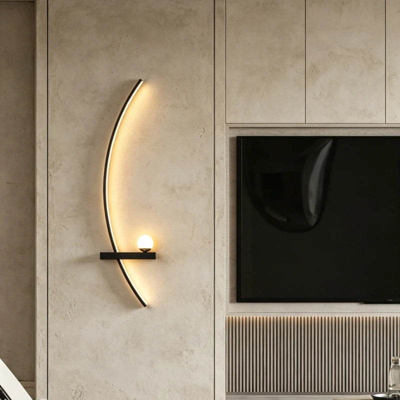 Nordic Minimalist Long Headboard Grille Personalized Bedroom Sofa Modern Internet Famous Living Room Study Background Wall Lamp