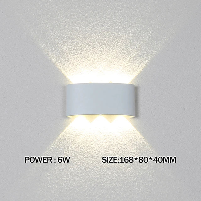 Luxury LED Wall Light Modern Up Down Wall Sconce Black Aluminum Indoor Outdoor Waterproof IP65 Bedroom Living Room Hallway Porch Garden Hotel Lighting