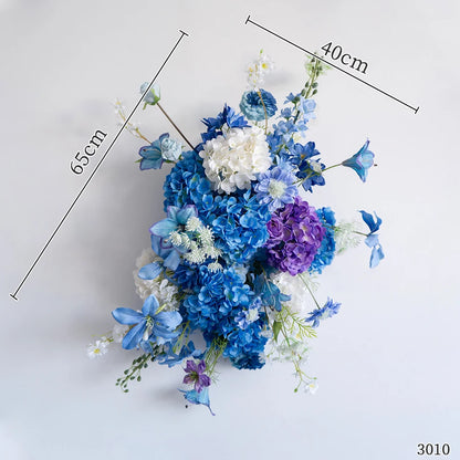 Style Hang Flower Row Floral Arrangement Blue-white Wedding Backdrop Deco Road Leading Flower Ball Centerpiece Welcome Sign Prop