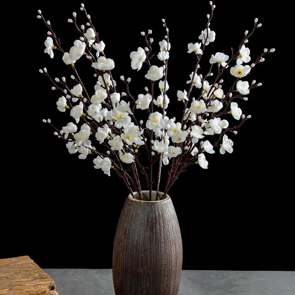 Artificial Flowers Silk Plum Blossom Peach Branch Newyear Christmas Home Vase Table Outdoor Garden Wedding Party Decor DIY Gifts