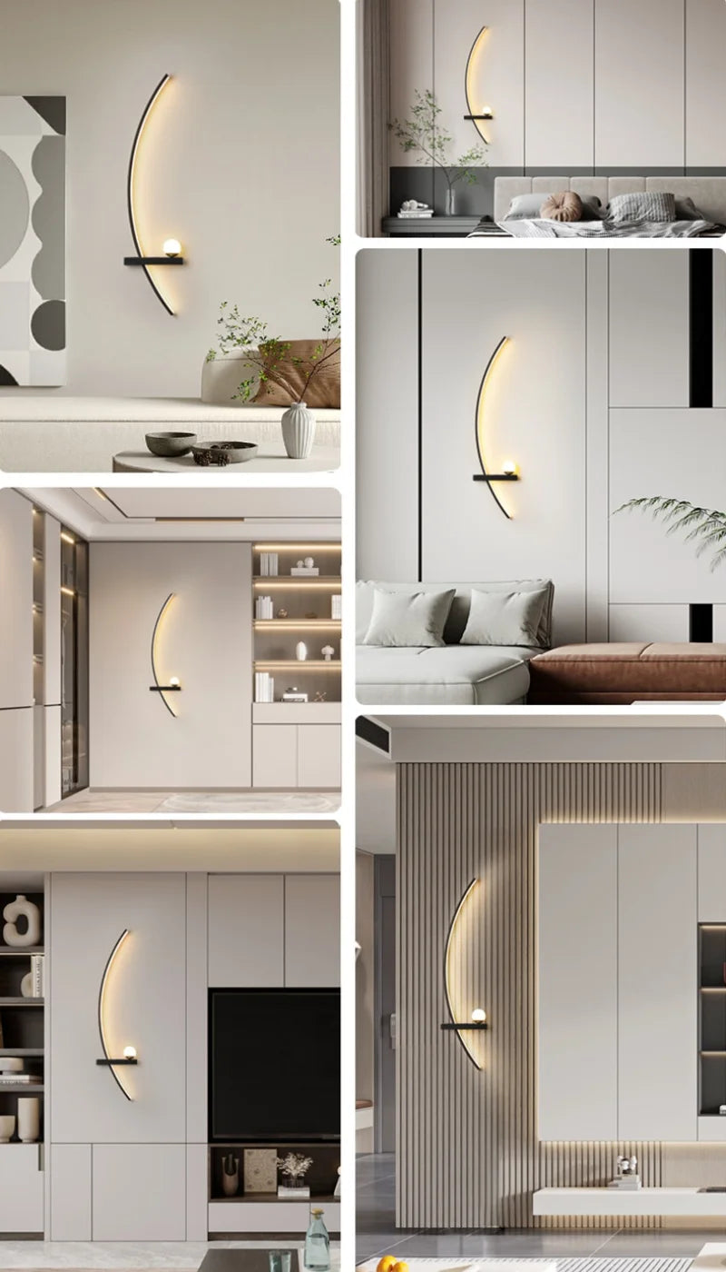 Nordic Minimalist Long Headboard Grille Personalized Bedroom Sofa Modern Internet Famous Living Room Study Background Wall Lamp