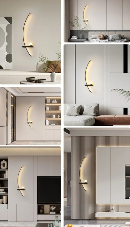 Nordic Minimalist Long Headboard Grille Personalized Bedroom Sofa Modern Internet Famous Living Room Study Background Wall Lamp