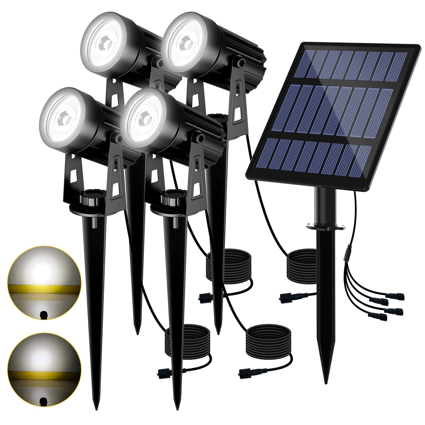 Solar Spot Lights Outdoor LED Solar Garden Lights RGB Color Changing Landscape Lighting Waterproof IP65 Solar Powered Spotlights for Yard Lawn Pathway Driveway Patio Tree Up light Warm White Cold light