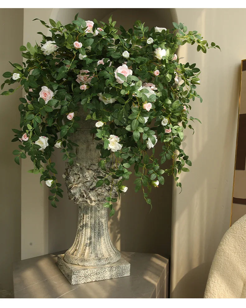 Artificial Green Plant Rose Vine Rattan Garden Home Deco Christmas Tree Props DIY Background Flower Wall Material Window Display