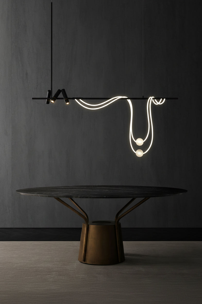Nordic Hose DIY Chandelier for Kitchen Dining Living Room Center Table Pendant Lights LED Home Decor Suspension Fixture Black