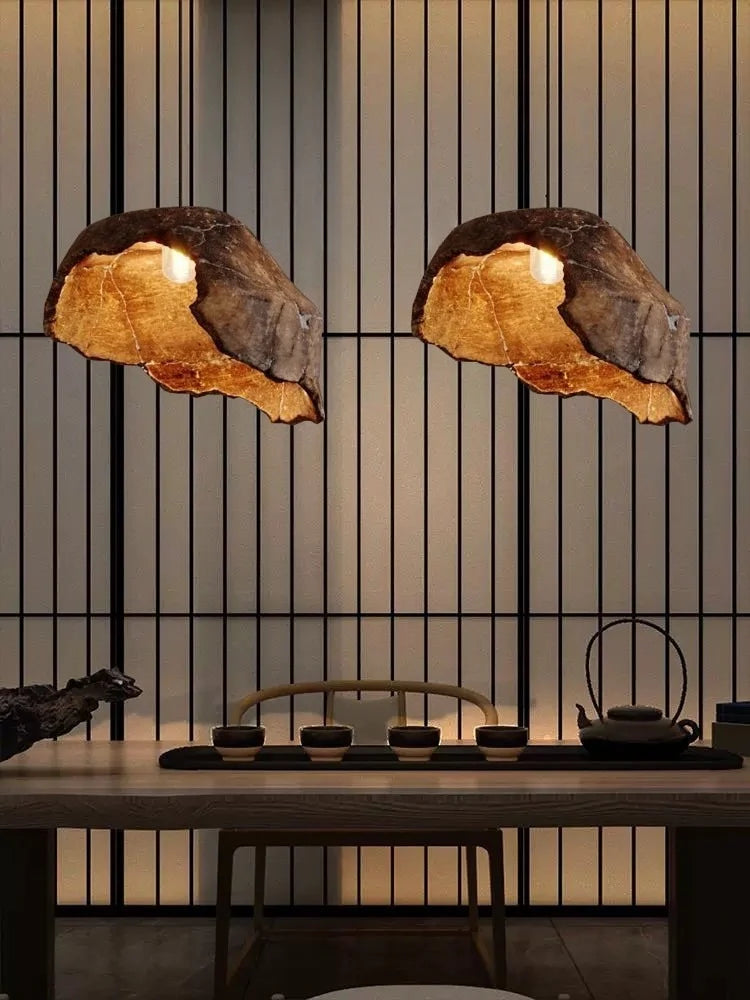 Wabi sabi Style Dried Lotus Flower Pendant Lamp Japanese Retro Zen Theme Decorative Hanging Light for Guesthouse Pendant Light