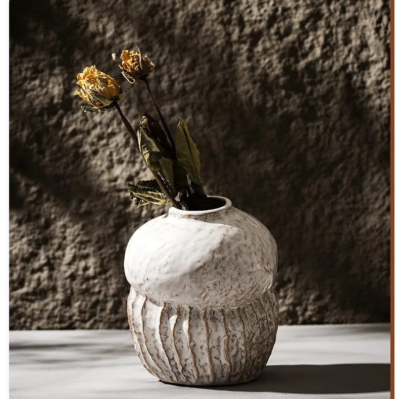 Gourd Shape Vase Ceramic Flowerpot Retro Objects Home Living Room Desktop Decoration Accessories Boho Modern Art Nordic