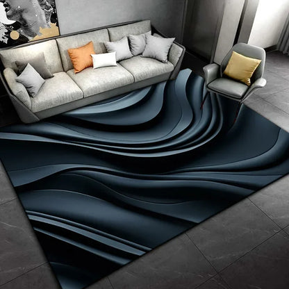Black Cartoon Area Rug,Carpet Rug for Living Room Bedroom Sofa Doormat Decoration, Kids Play Non-slip Floor Play Mat  Ковер Gift