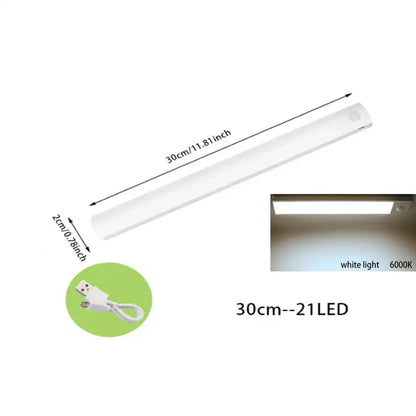 LED Motion Sensor Light Kitchen Lights for Kitchen Bedroom Wardrobe Stair Hallway Restaurant Indoor Rechargeable Strip Wardrobe Lighting Battery Operated Magnetic