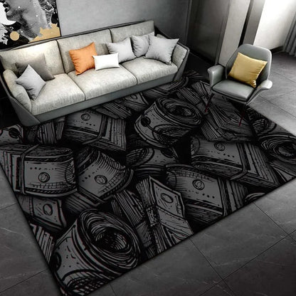 Black Cartoon Area Rug,Carpet Rug for Living Room Bedroom Sofa Doormat Decoration, Kids Play Non-slip Floor Play Mat  Ковер Gift