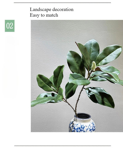 70CM Artificial Magnolia Leaves in Stock for Home Decoration White Bowls Flower Buds Leaf Shop Windows Magnolia Branches