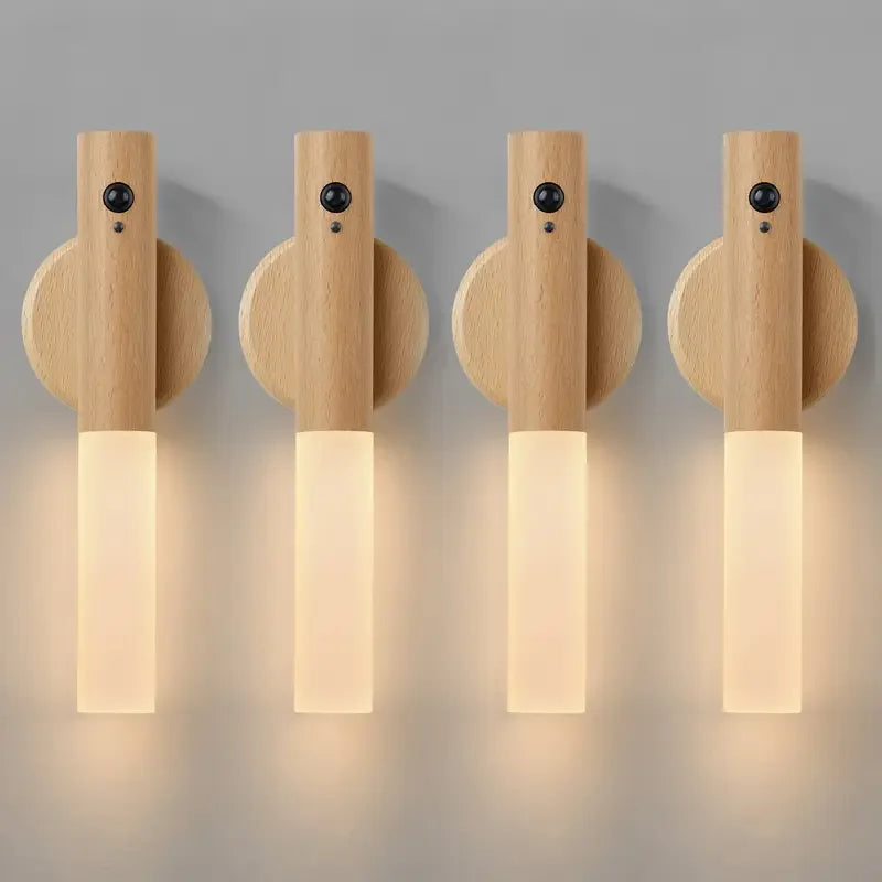 Motion Sensor Night Light LED Rechargeable Magnetic Wall Lamp Wireless Battery Operated Stick On Lights for Living room Hallway Bedroom Stairs Bathroom Cabinets Decor Kitchen Under Cabinet Light Warm White Dimmable USB Charging