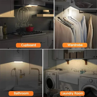 LED Motion Sensor Light Kitchen Lights for Kitchen Bedroom Wardrobe Stair Hallway Restaurant Indoor Rechargeable Strip Wardrobe Lighting Battery Operated Magnetic