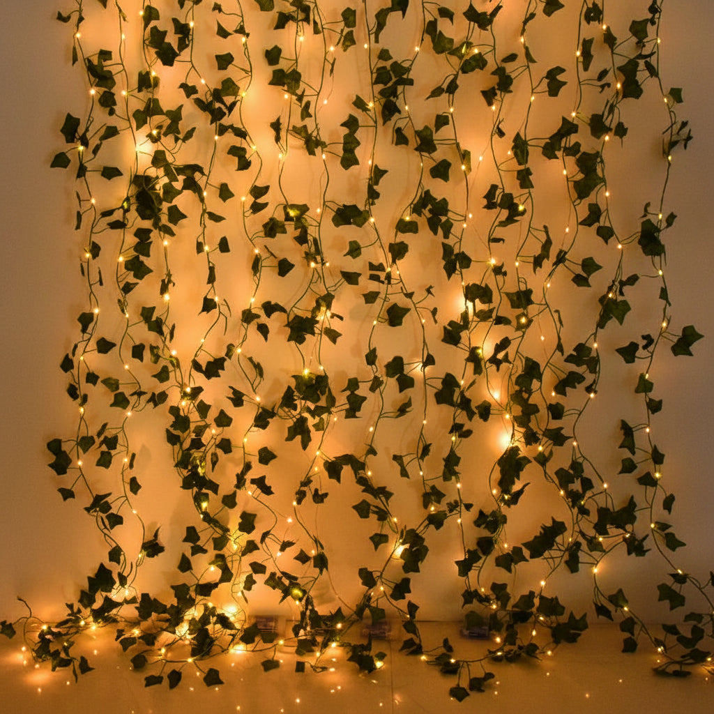2/5/10M Silk Leaves Fake Creeper Green Leaf Ivy Vine LED String Lights for Home Wedding Hanging Garland Artificial Plants Decor