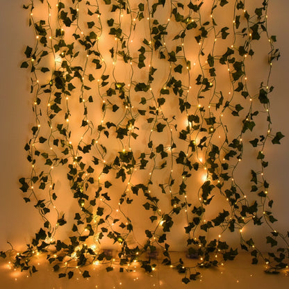 2/5/10M Silk Leaves Fake Creeper Green Leaf Ivy Vine LED String Lights for Home Wedding Hanging Garland Artificial Plants Decor