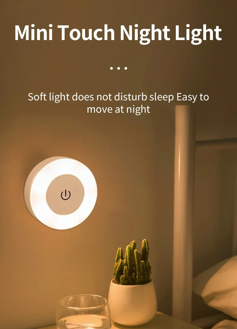 Luxury Touch LED Night Light Rechargeable Wireless Wall Sconce for Bedroom Closet Cabinet Living Room Hallway Nursery Warm White Dimmable Puck Light Battery Operated Tap Light Under Cabinet Stairway Wardrobe Bathroom Kitchen Home Décor