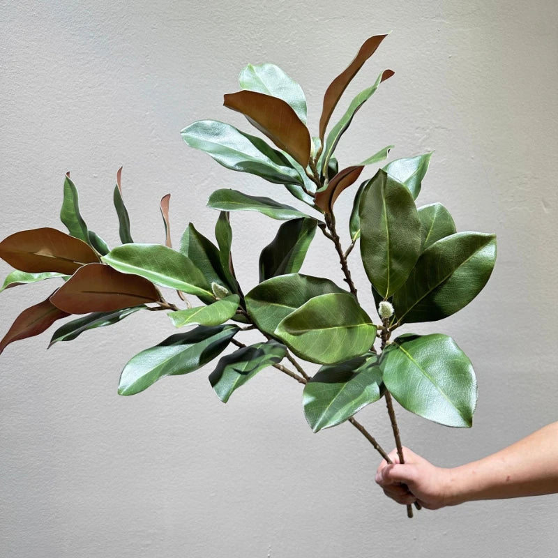 70CM Artificial Magnolia Leaves in Stock for Home Decoration White Bowls Flower Buds Leaf Shop Windows Magnolia Branches