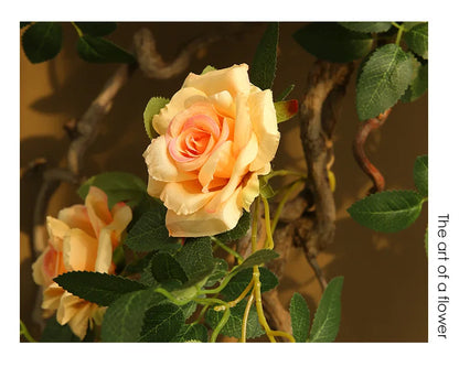 Artificial Green Plant Rose Vine Rattan Garden Home Deco Christmas Tree Props DIY Background Flower Wall Material Window Display