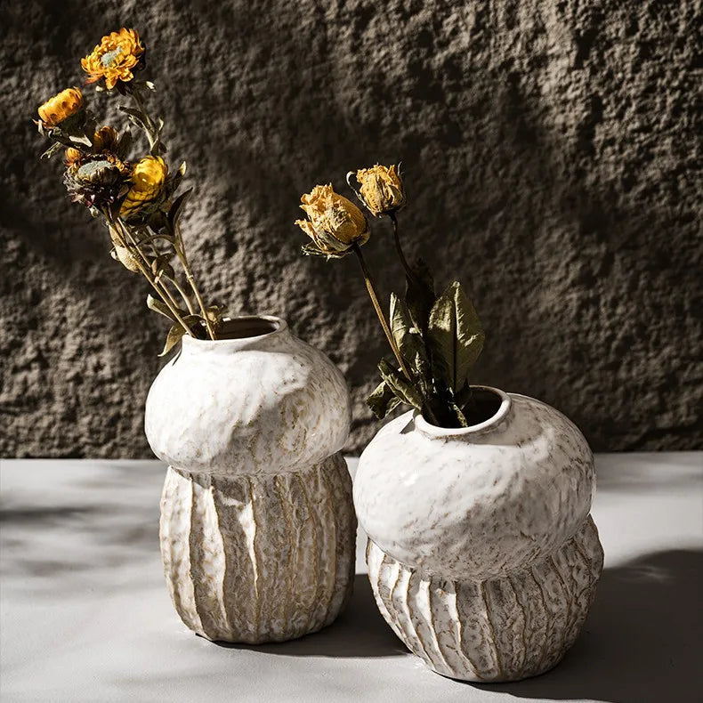 Gourd Shape Vase Ceramic Flowerpot Retro Objects Home Living Room Desktop Decoration Accessories Boho Modern Art Nordic