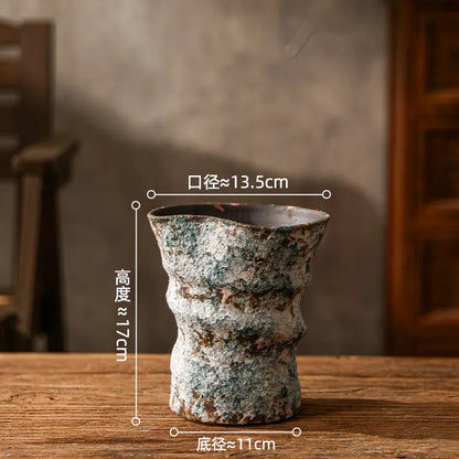 Retro Ceramic Vase Wabi Sabi Style Ikebana Flower Pots Table Decoration Flowers Arrangement Floral Vases Room Aesthetic Decor