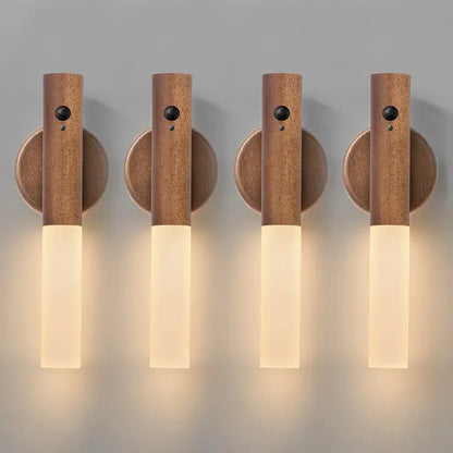 Motion Sensor Night Light LED Rechargeable Magnetic Wall Lamp Wireless Battery Operated Stick On Lights for Living room Hallway Bedroom Stairs Bathroom Cabinets Decor Kitchen Under Cabinet Light Warm White Dimmable USB Charging