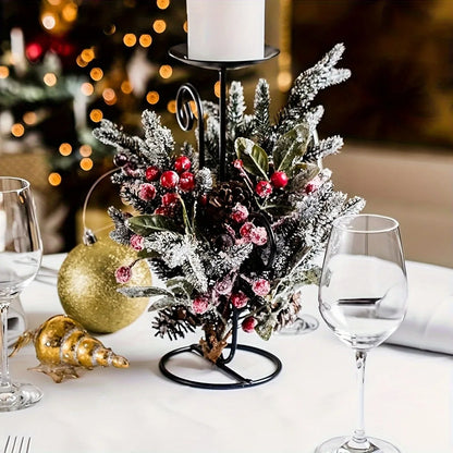 Snow White Artificial Pine Needle Berry Bouquet Christmas Decoration for Xmas Tree Garland Ornament Home Decor New Year DIY Gift