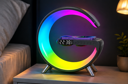 G Shaped LED Lamp Bluetooth Speake Wireless Charger Atmosphere Lamp App Control For Bedroom Home Decor