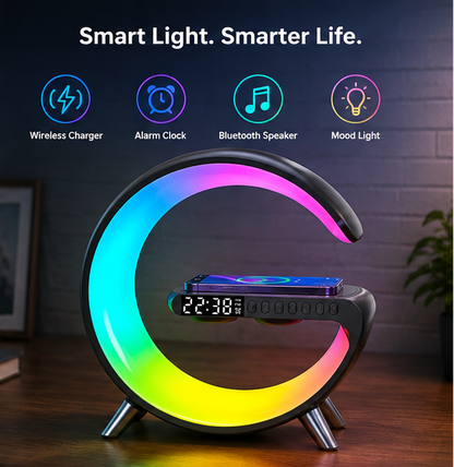 G Shaped LED Lamp Bluetooth Speake Wireless Charger Atmosphere Lamp App Control For Bedroom Home Decor
